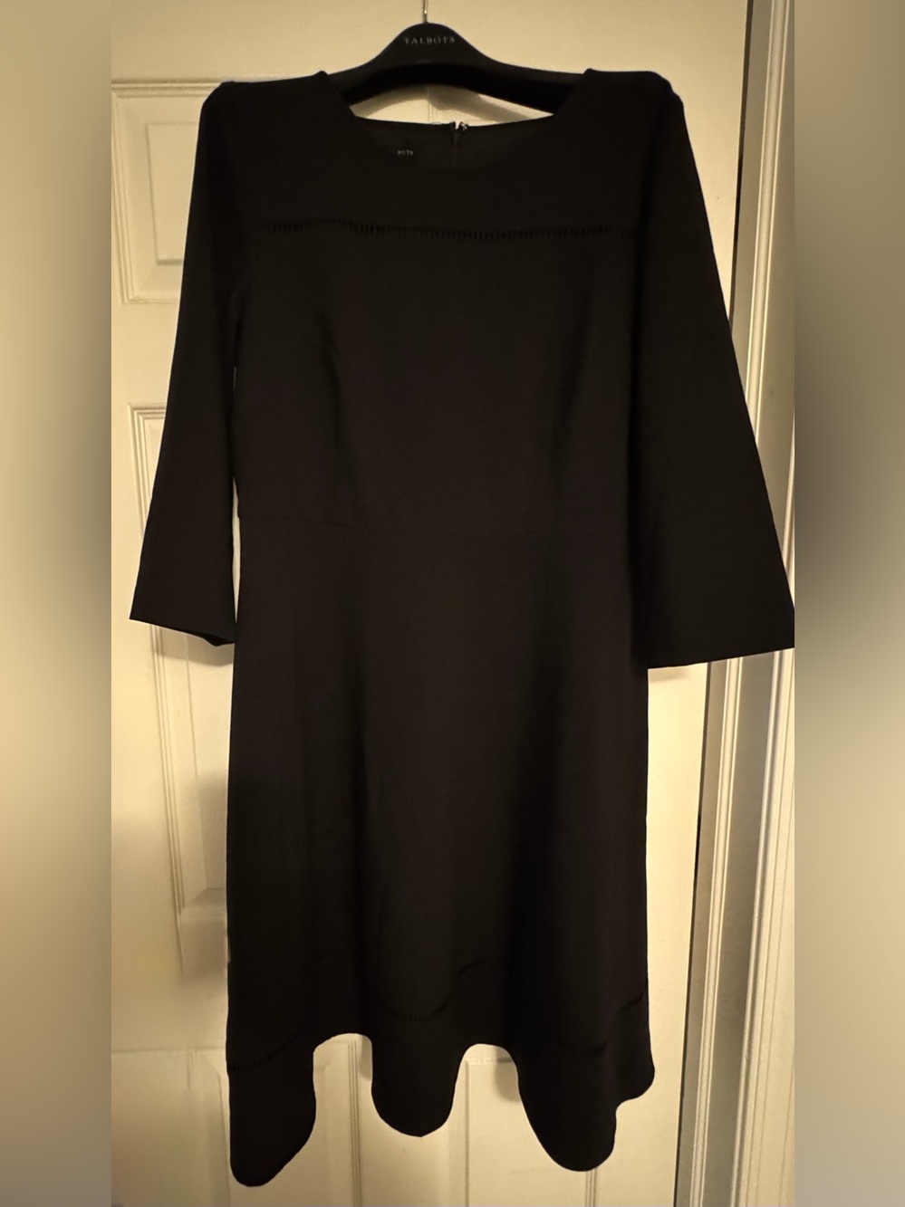 NWT Talbots Black 3/4 Sleeve A-Line Dress
